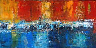 287 Hallo Lebensfreude Bild 287 - EIN TRÄUMCHEN - Nr.10 aus dem Zyklus - Mischtechnik auf Leinwand - Größe 120 x 60cm